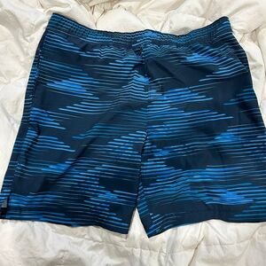 Blue and black men’s bathing suit